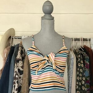 Arizona Jean Company Colorful Striped Tie Knot Cami Crop Top Women's Size S/M
